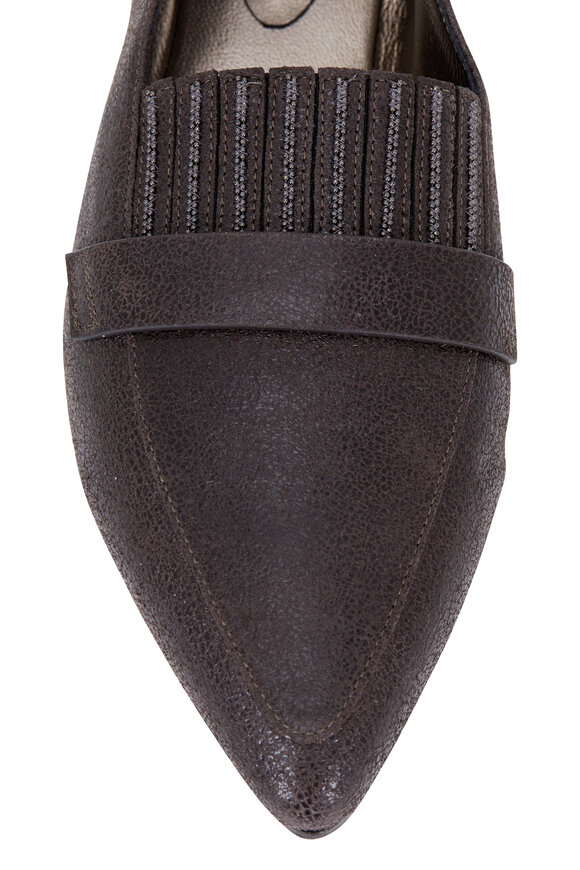 Brunello Cucinelli - Exclusively Ours! Graphite Leather Monili Flat