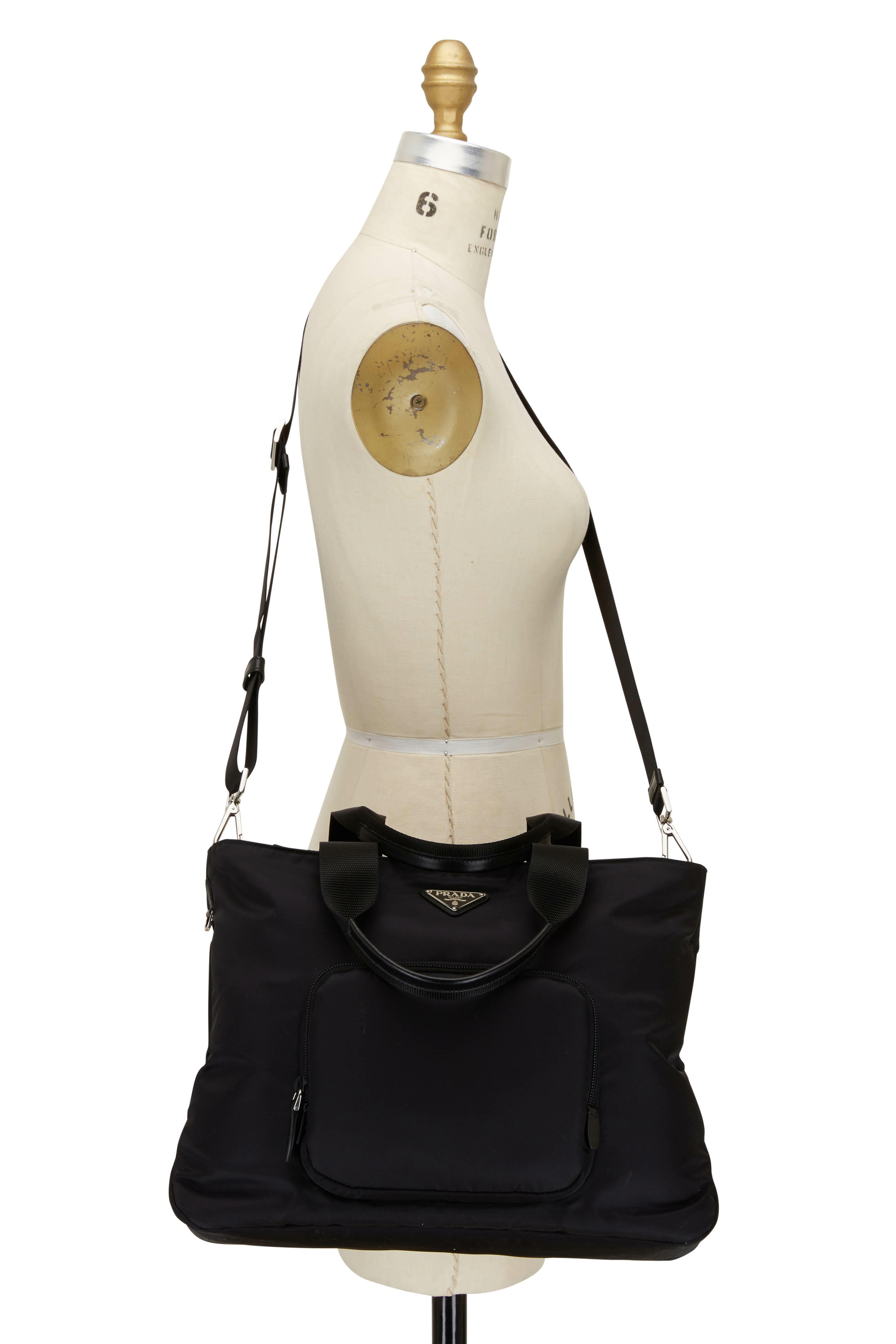 Prada - Black Nylon Zip Tote Bag | Mitchell Stores