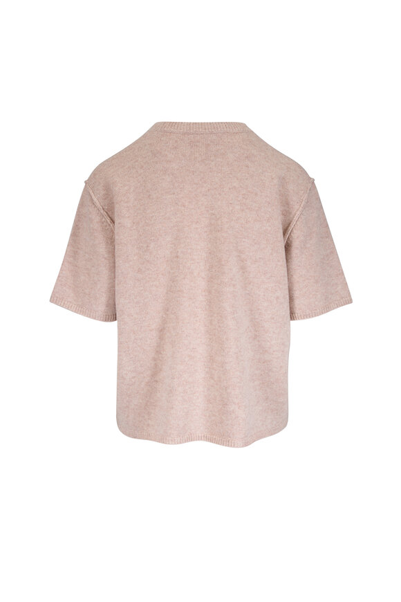 Majestic Ecru Wool Short Sleeve Crewneck Top - view 2