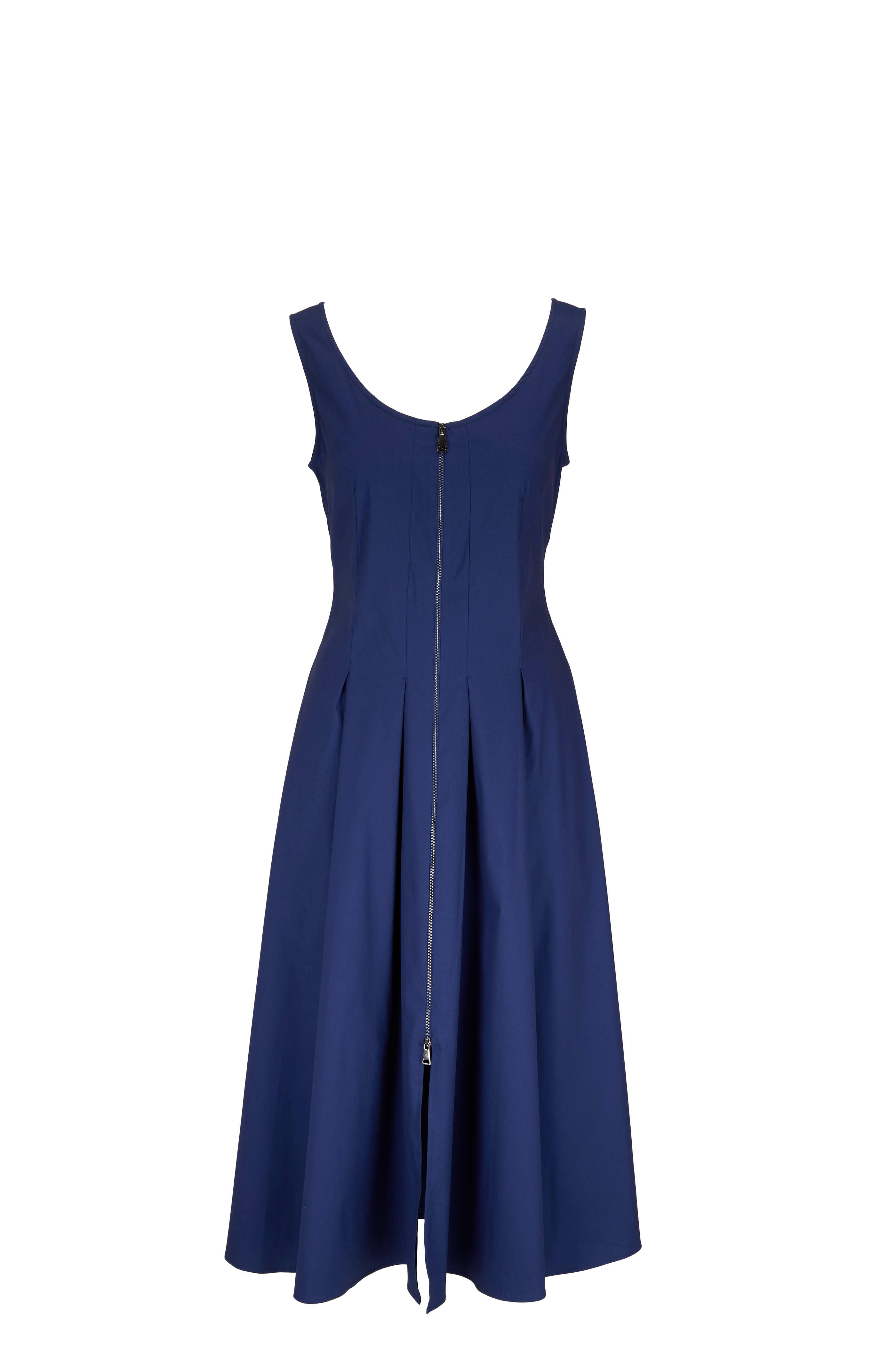 blue navy made in italy dress Navy Blue Stretch Organic Cotton Long Sleeve Dress