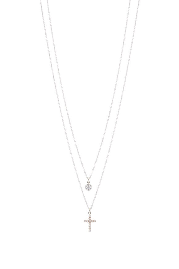 Renee Lewis Diamond Circle & Cross Two Chain Necklace - view 1