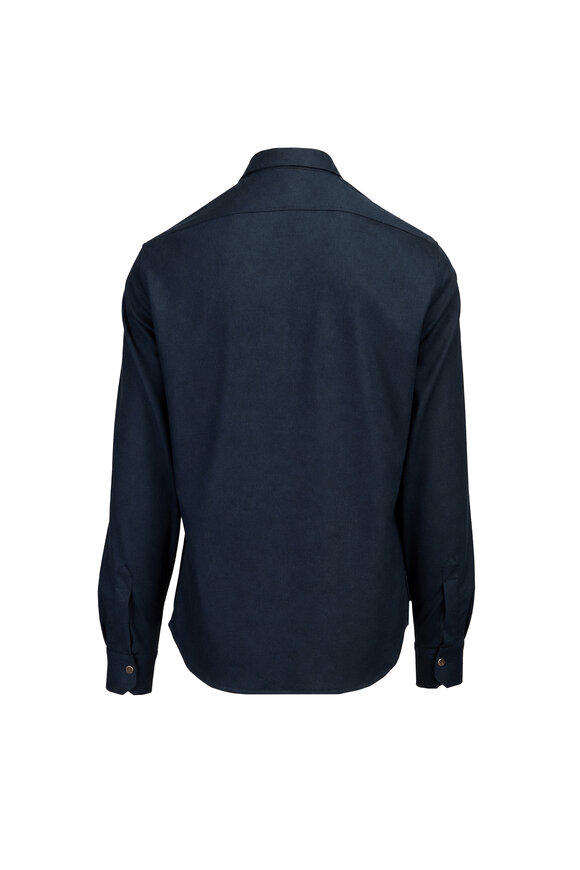 Kiton Petrol Wool Overshirt - view 2