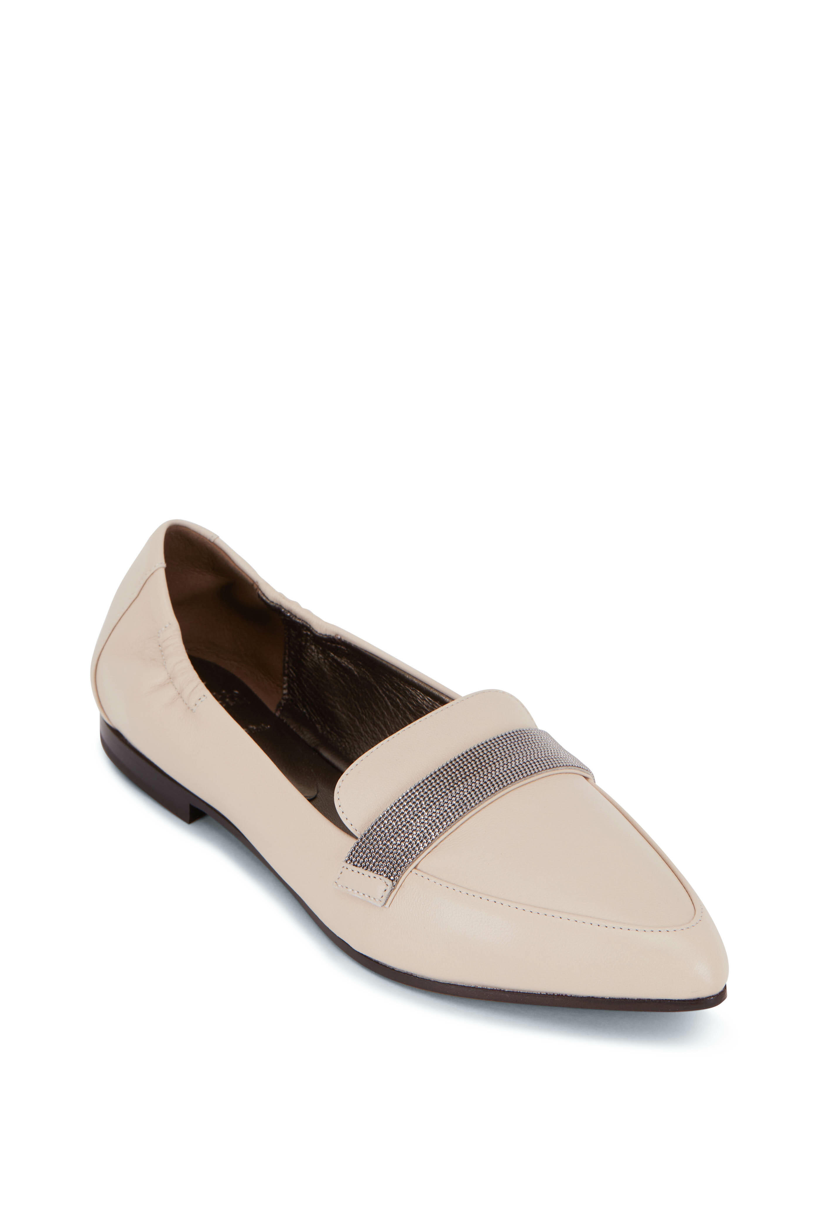 【関税＆送料込み】Brunello Cucinelli Flat Square Pointed B Brunello Cucinelli - Rice Leather Monili Flat | Mitchell Stores