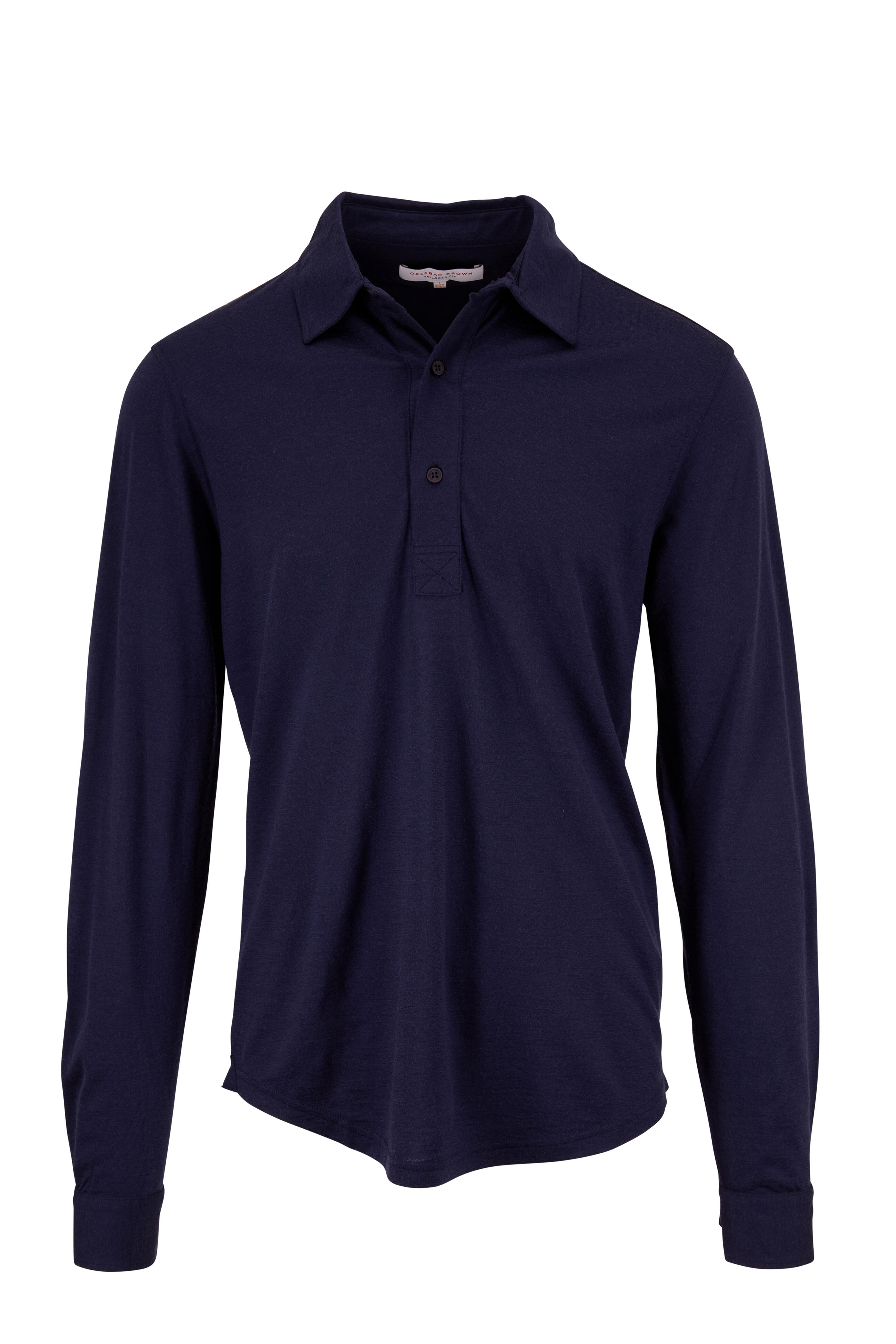 Orlebar Brown Sebastian Navy Merino Long Sleeve Polo