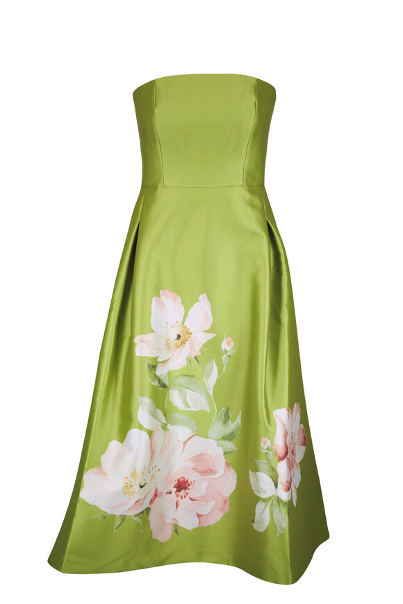 Sachin Babi - Shay Peridot Corsage Strapless Midi Dress