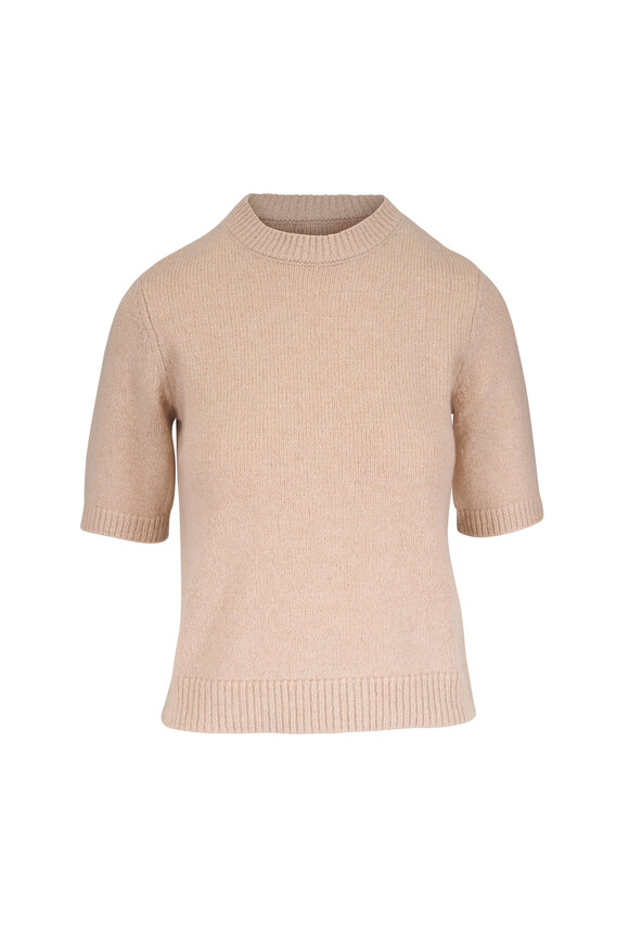 Kinross Lofty Lurex Blonde Short Sleeve Sweater