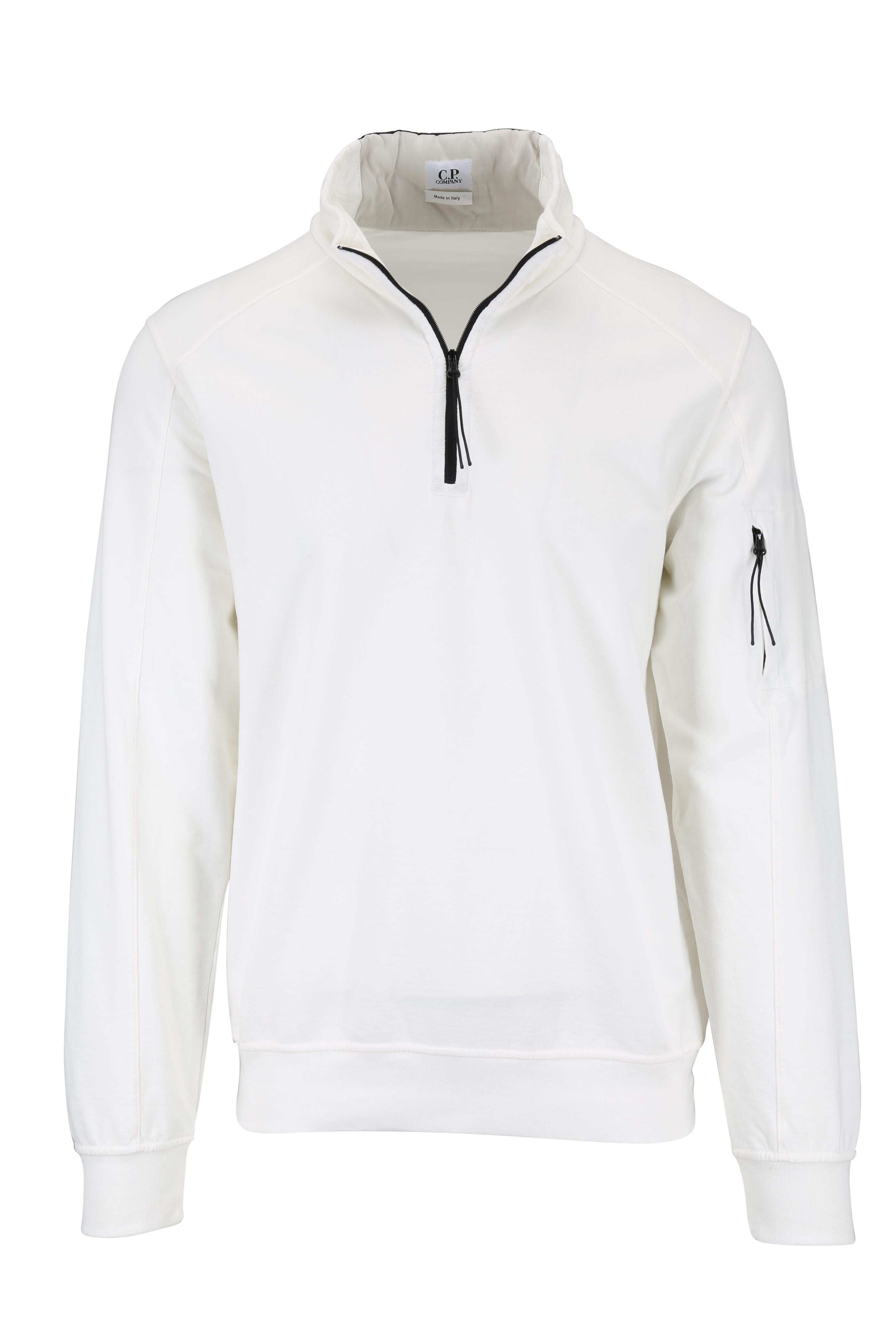 CP Company White Cotton Quarter Zip Pullover Mitchell Stores