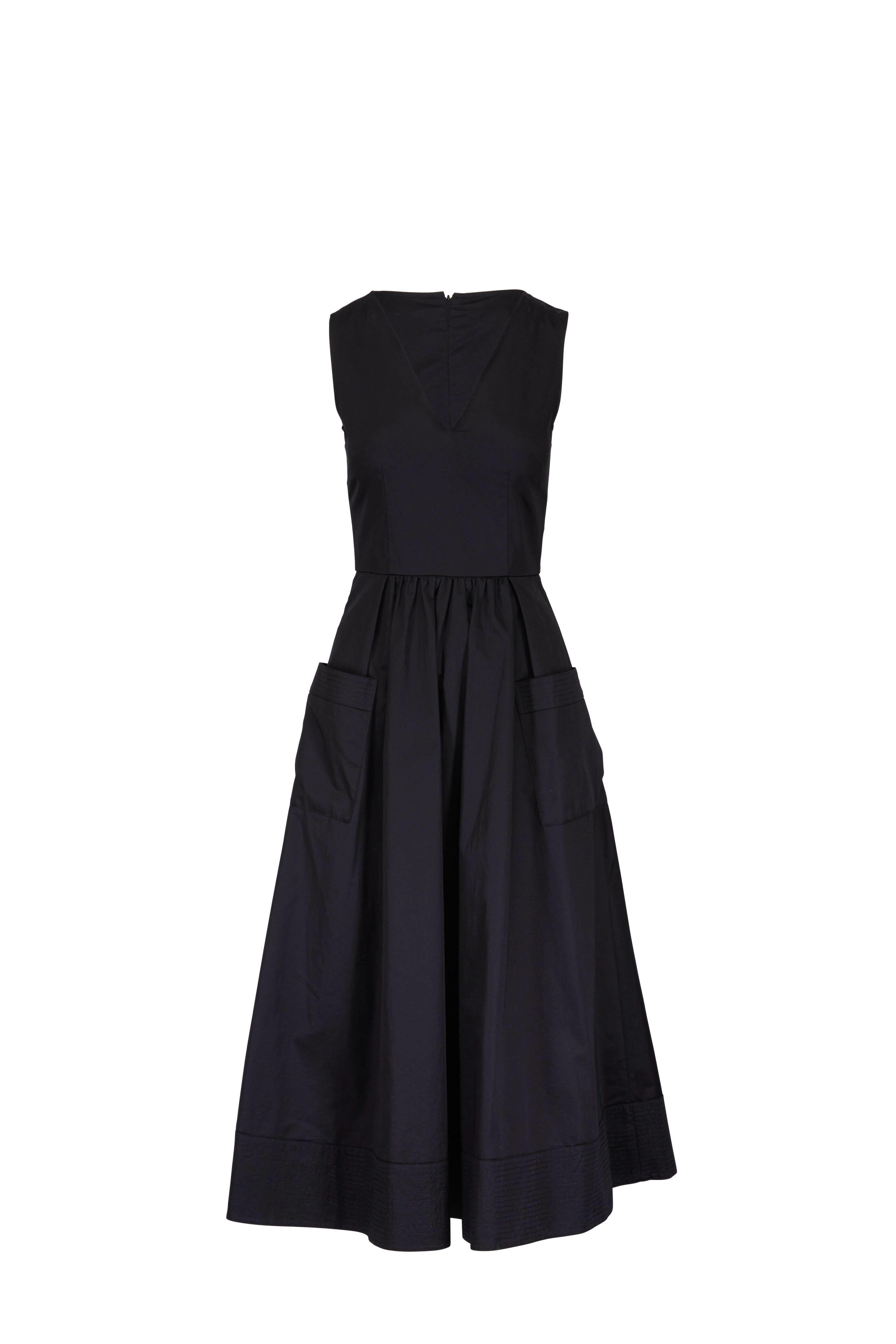 CO Collection - Black Cotton Front Pocket Sleeveless Dress