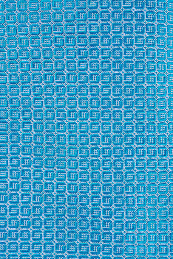 Kiton Aqua Blue Geometic Print Silk Necktie - view 2