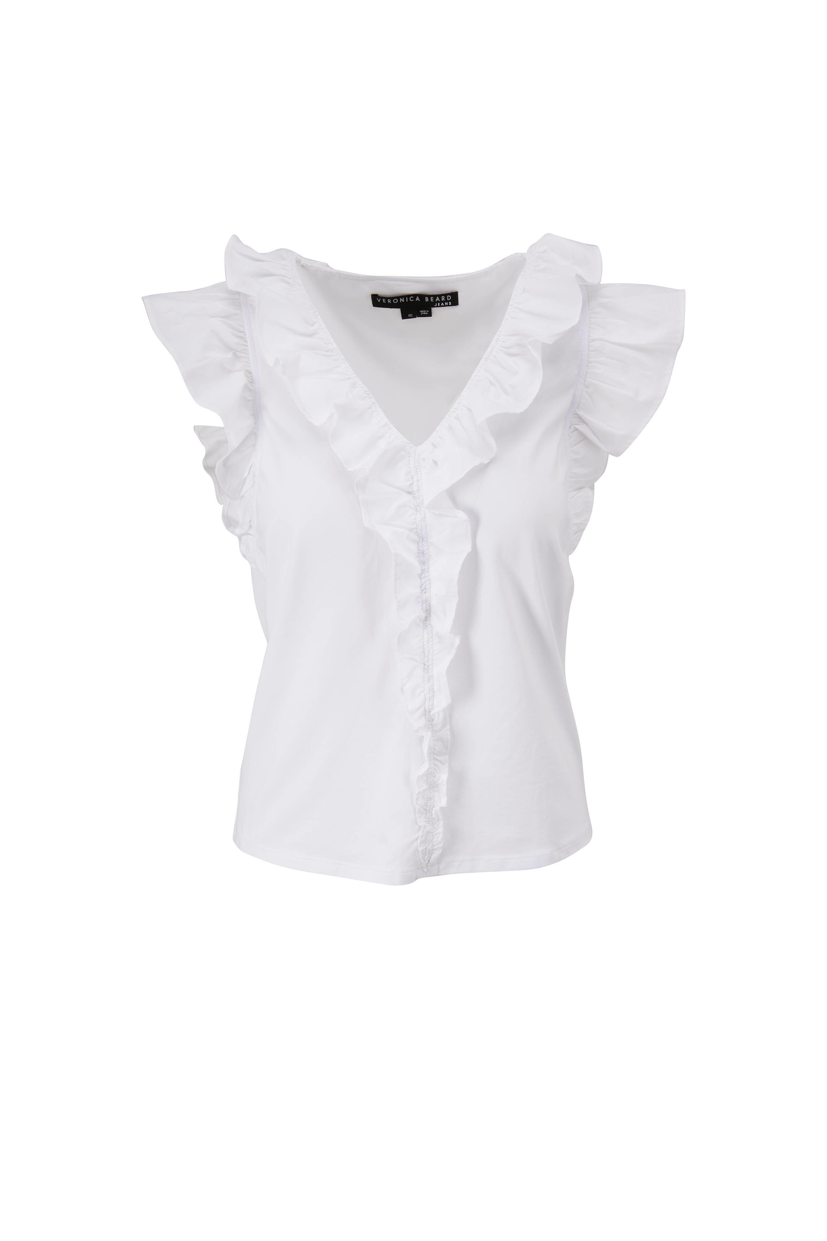 Veronica Beard - Stacie White Ruffle Top
