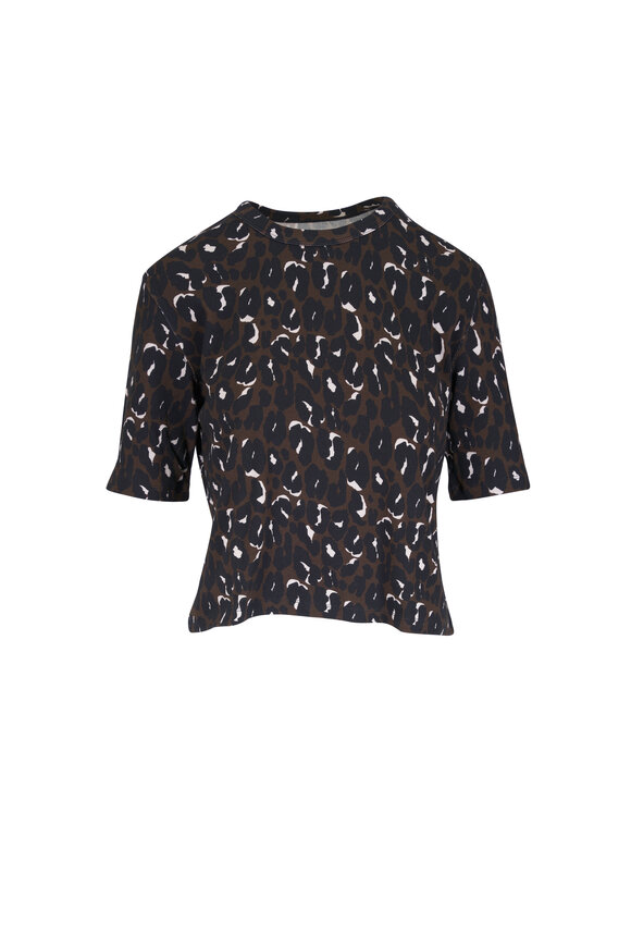 Majestic Multicolor Leopard Print Ribbed T-Shirt