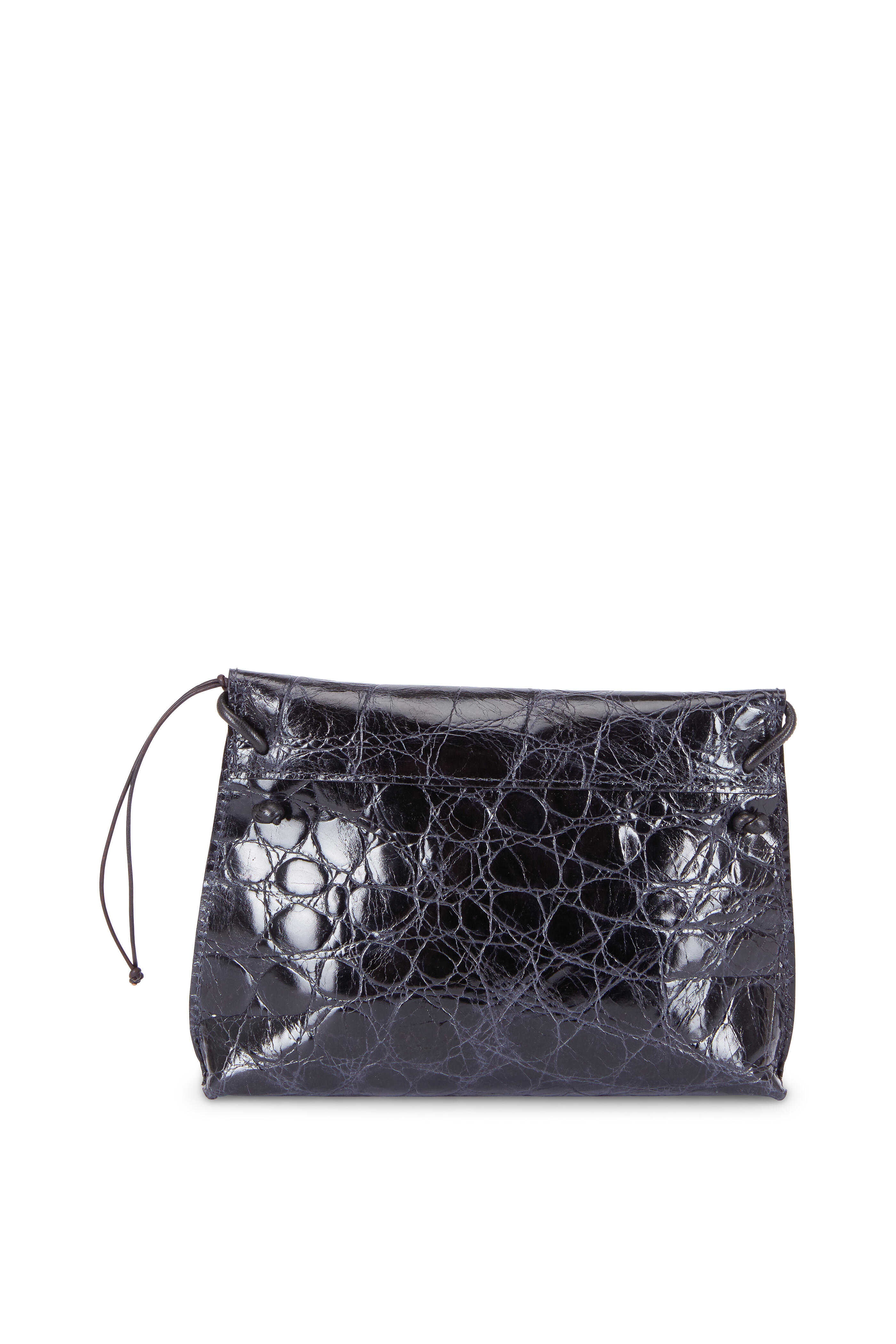 B May Bags - Raven Embossed Maxi Gator Strappy Foldover