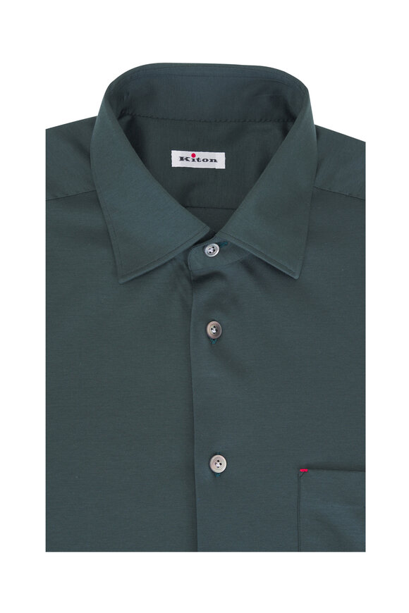 Kiton - Tan Textured Quarter Zip Polo | Mitchell Stores