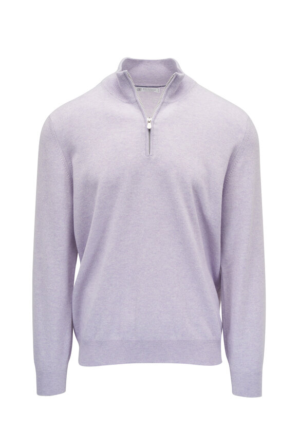 Brunello Cucinelli Lavender Cashmere Quarter Zip Pullover