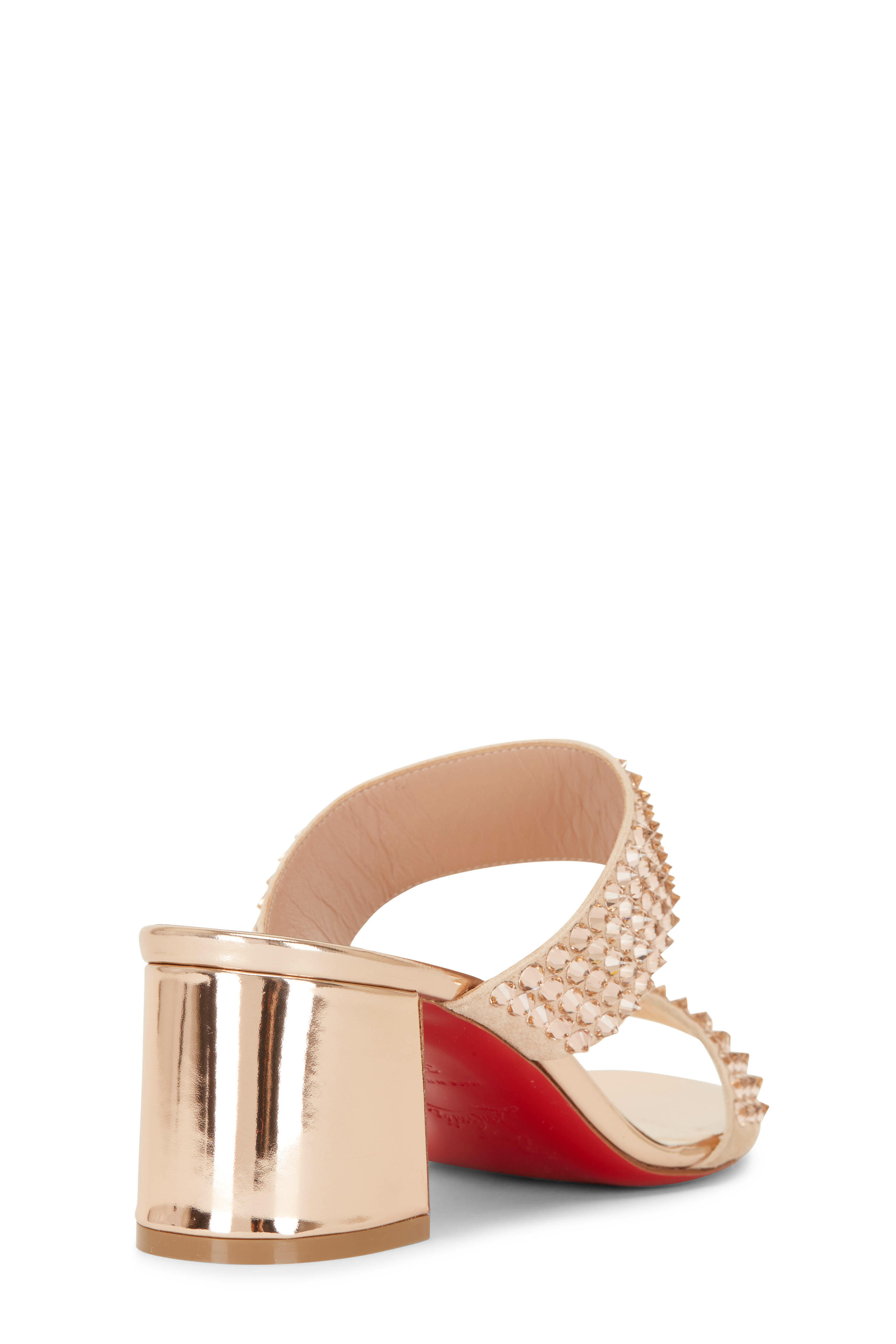 Christian Louboutin - Krystal Fever Version Blush Studded Slide, 55mm