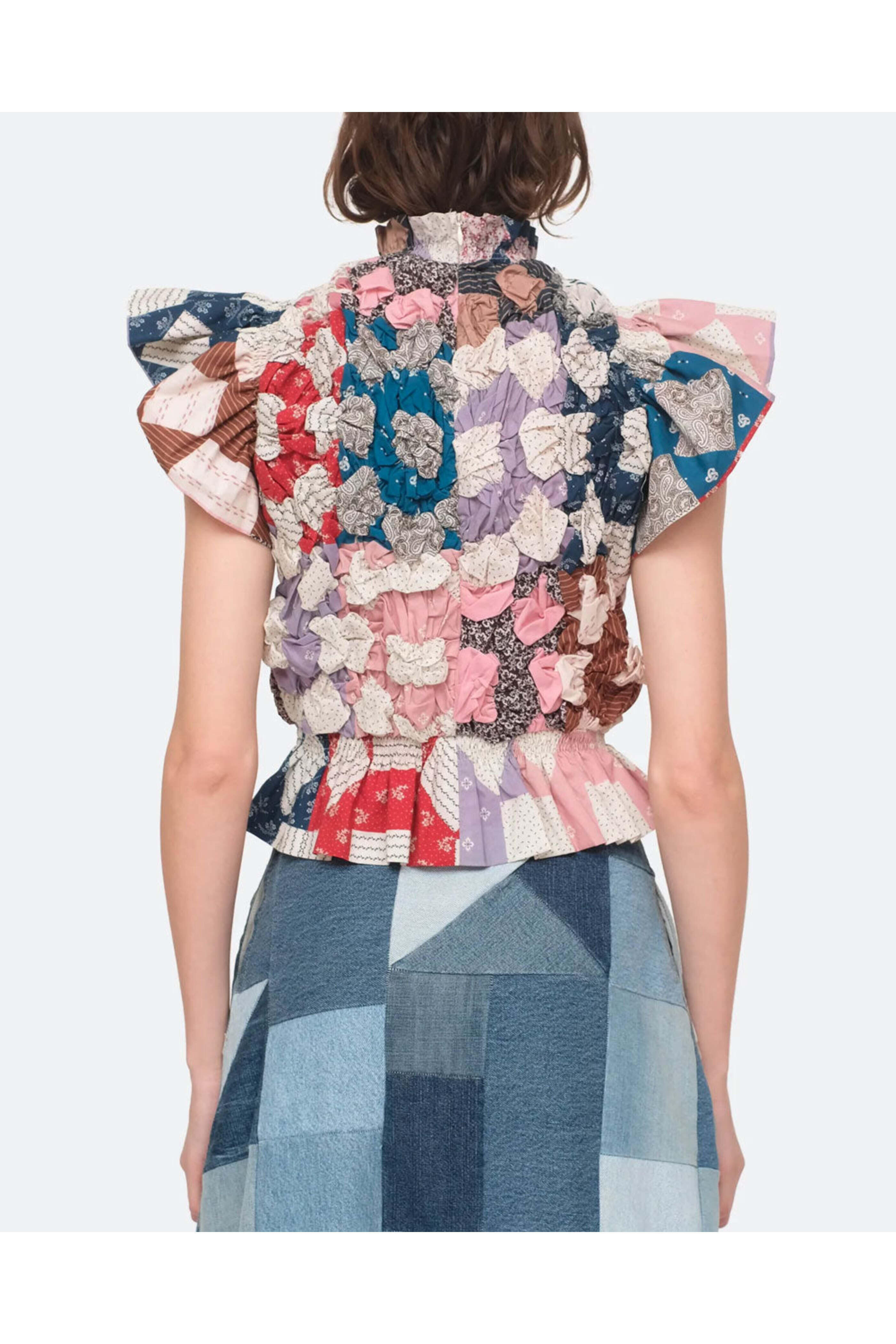 Sea NYC - Multicolor Nohr Quilt Flutter Sleeve Top