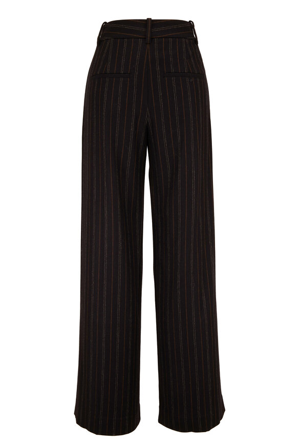 Vince - Black Flannel Striped Wide Leg Pant