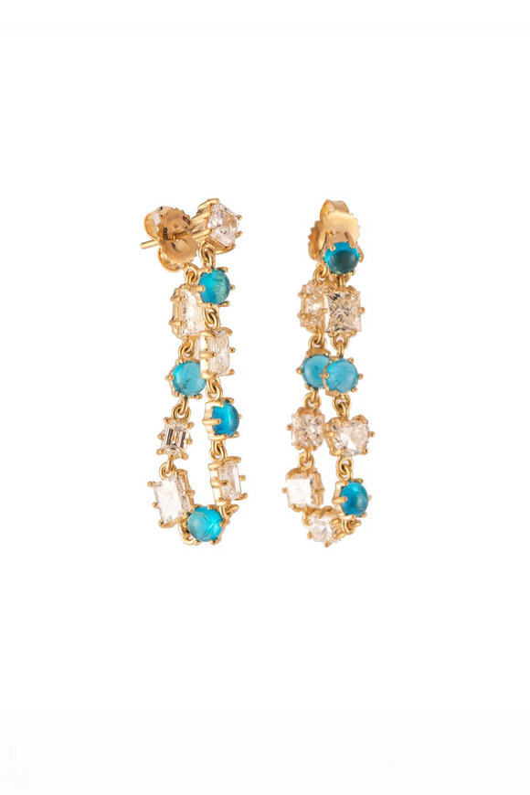 Sylva & Cie Aquamarine & Diamond Mixed Earrings