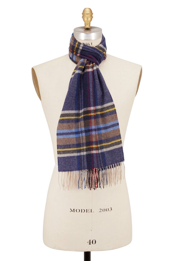 Chelsey Imports - Olive & Navy Plaid Cashmere Scarf