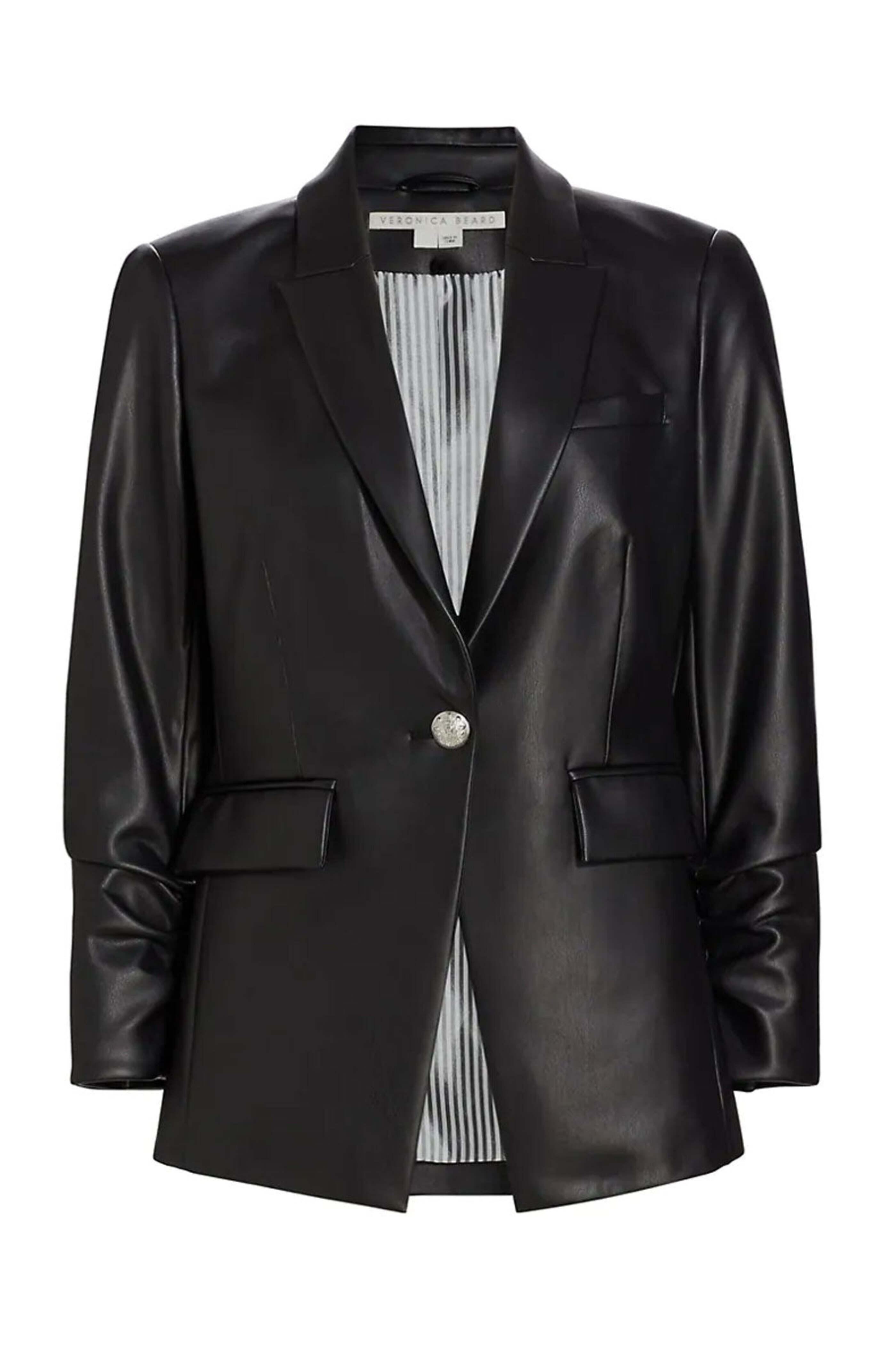 Veronica Beard - Black Hollis Faux Leather Dickey Jacket