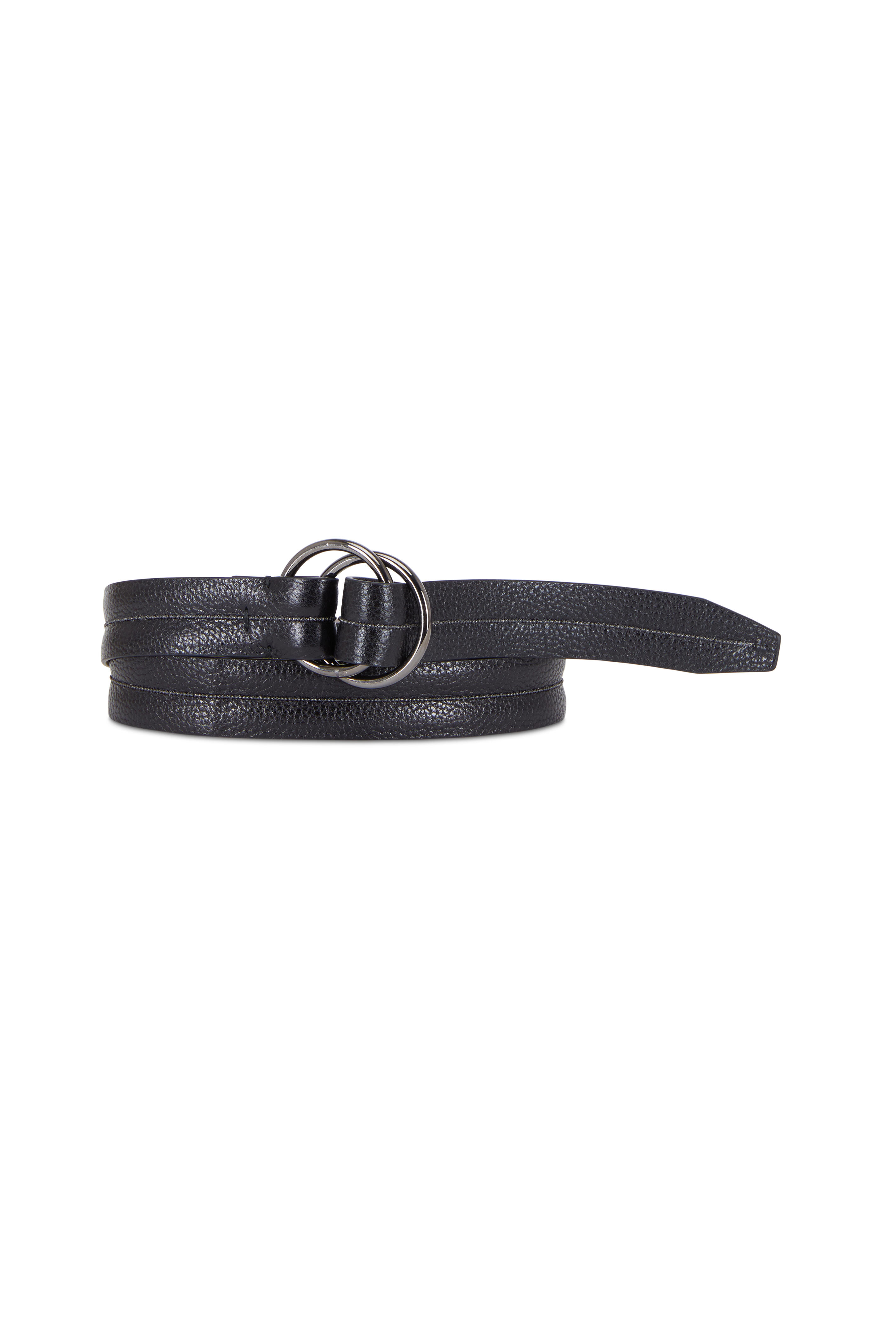 Italian-leather belt with D-ring details