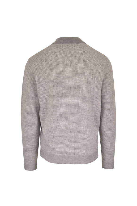 Peter Millar Crown Crafted Gray Wool Quarter Zip Sweater - view 2