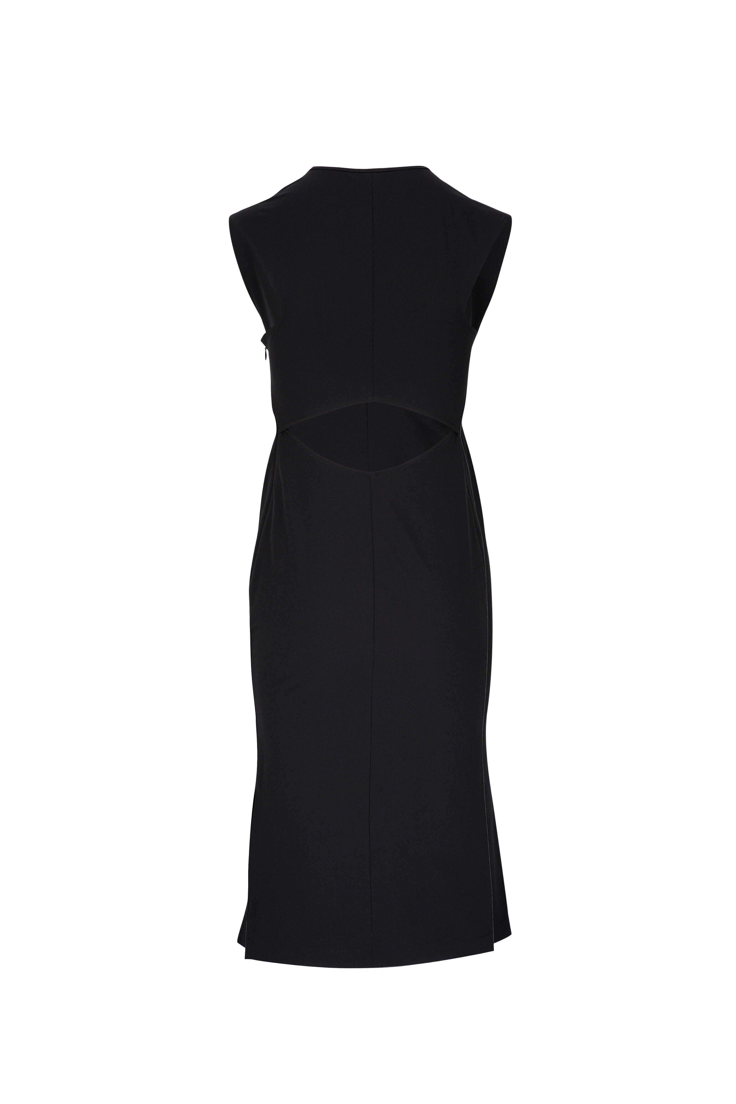knee length dresses for ladies Elora Ribbed Midi Dress in Noir Black main image 1