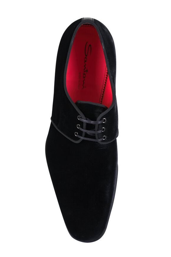 Santoni Isogram Black Velvet Dress Shoes - view 3