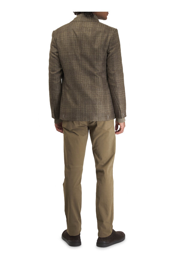 Zegna - Olive Gabardine Five Pocket Pant