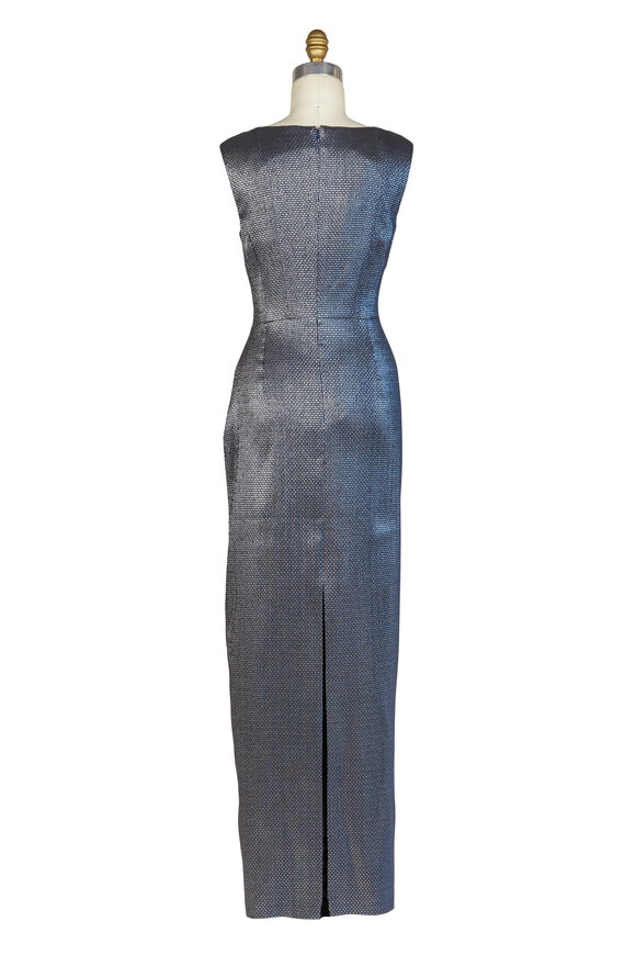 Talbot Runhof - Platinum Frosted Ruched Sleeveless Gown
