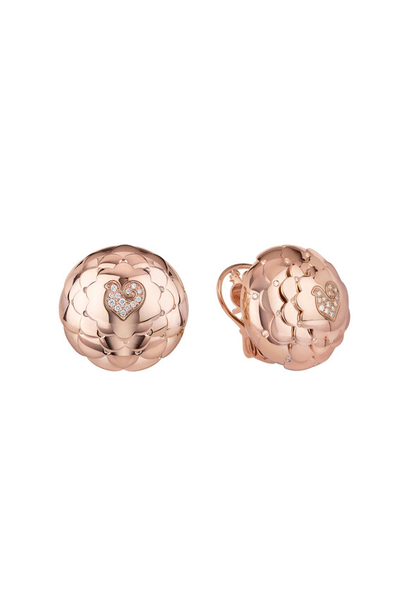 Chantecler Rose Gold Paillette Button Earrings