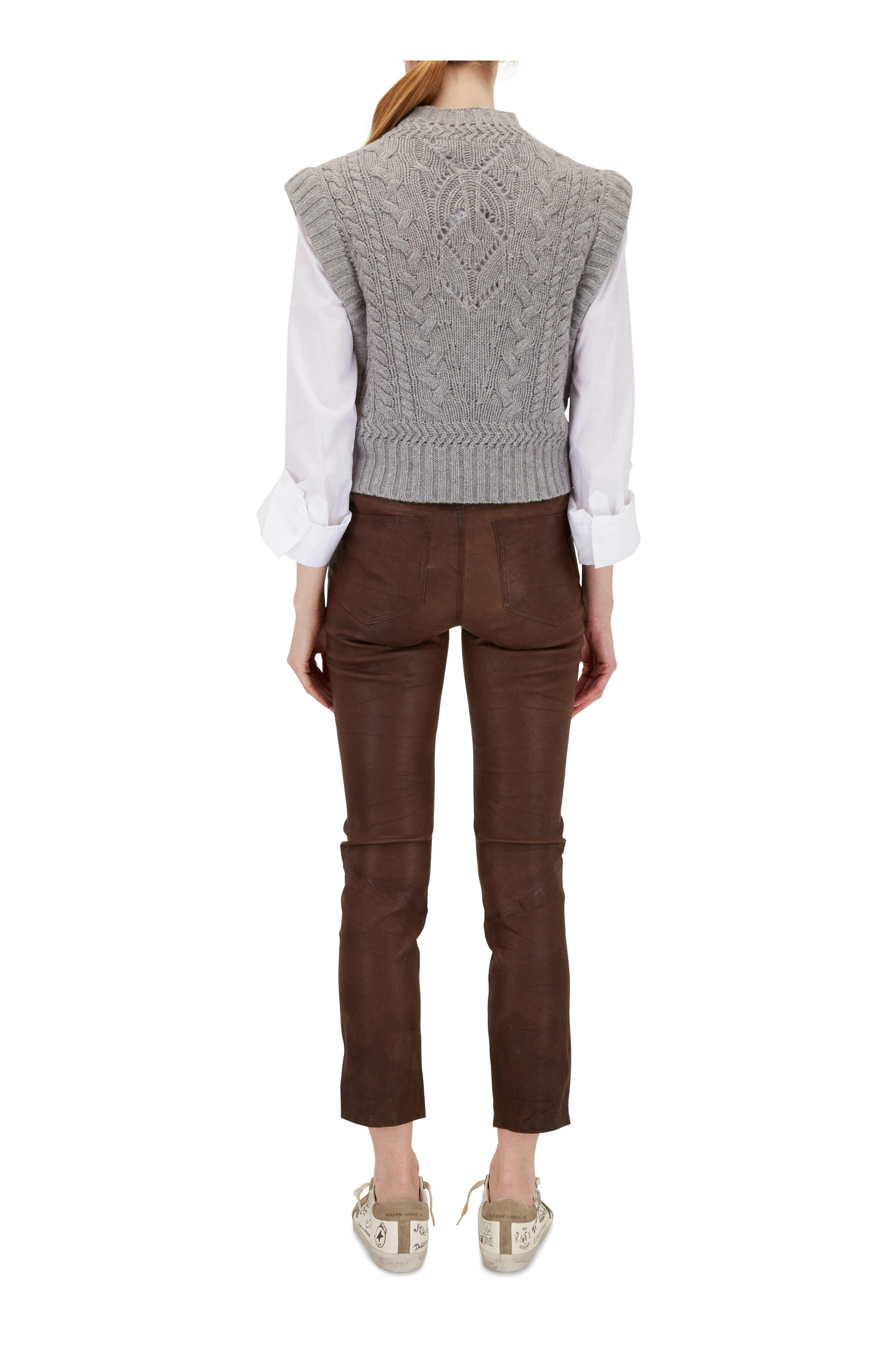 Paige - Cindy Chestnut Leather Pant