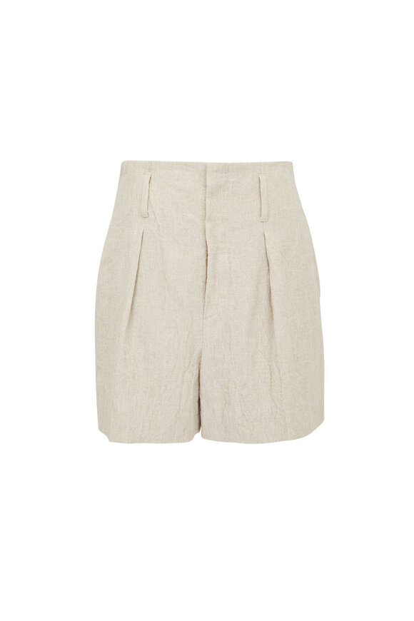 Brunello Cucinelli - Sand Crinkle Linen Shorts 