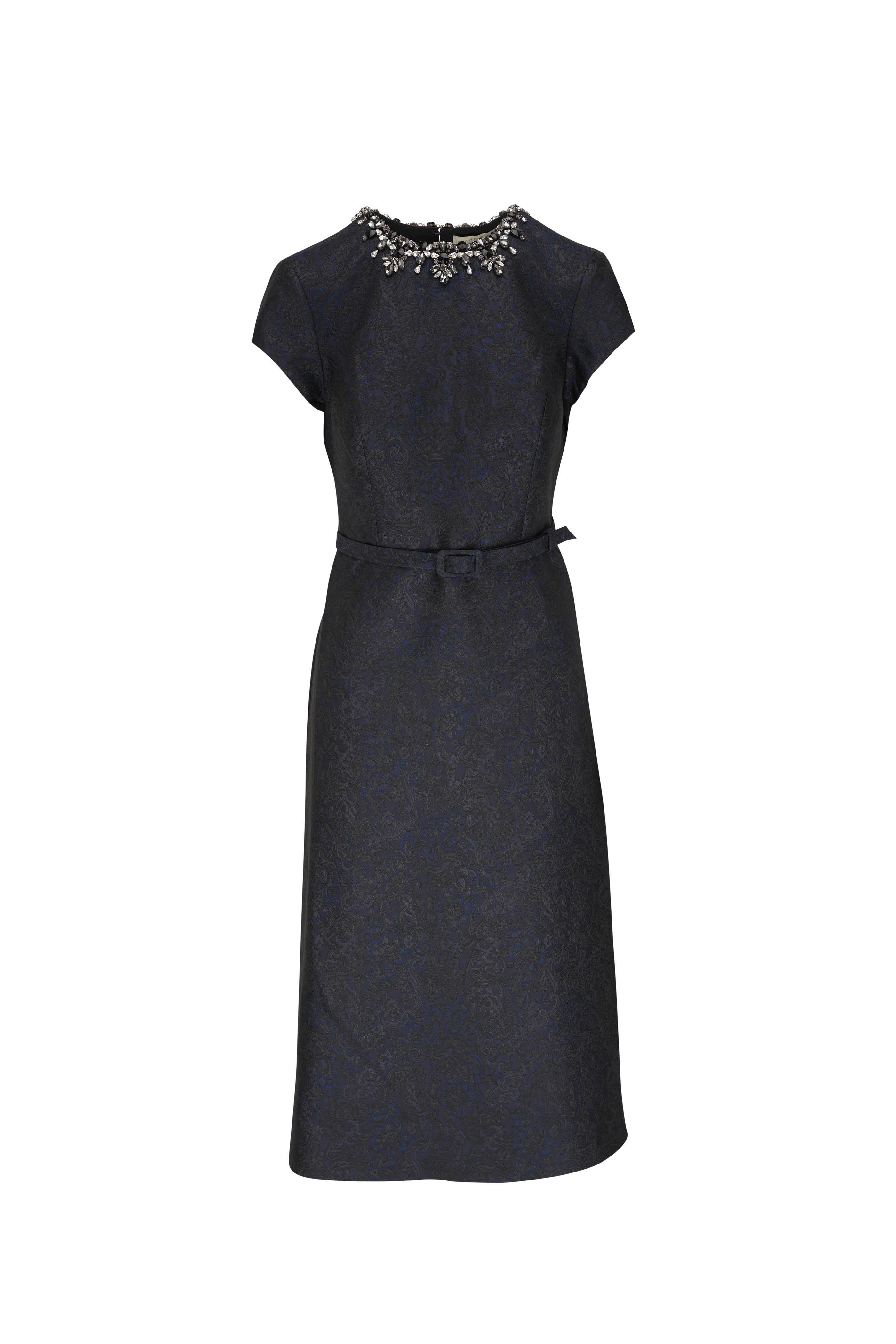 Sachin Babi - Fallon Black Midnight Lurex Jacquard Midi Dress