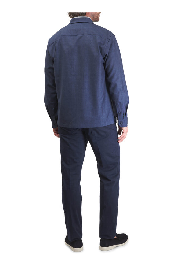 Paul & Shark Jersely® Navy Wool, Silk & Linen Overshirt - view 4