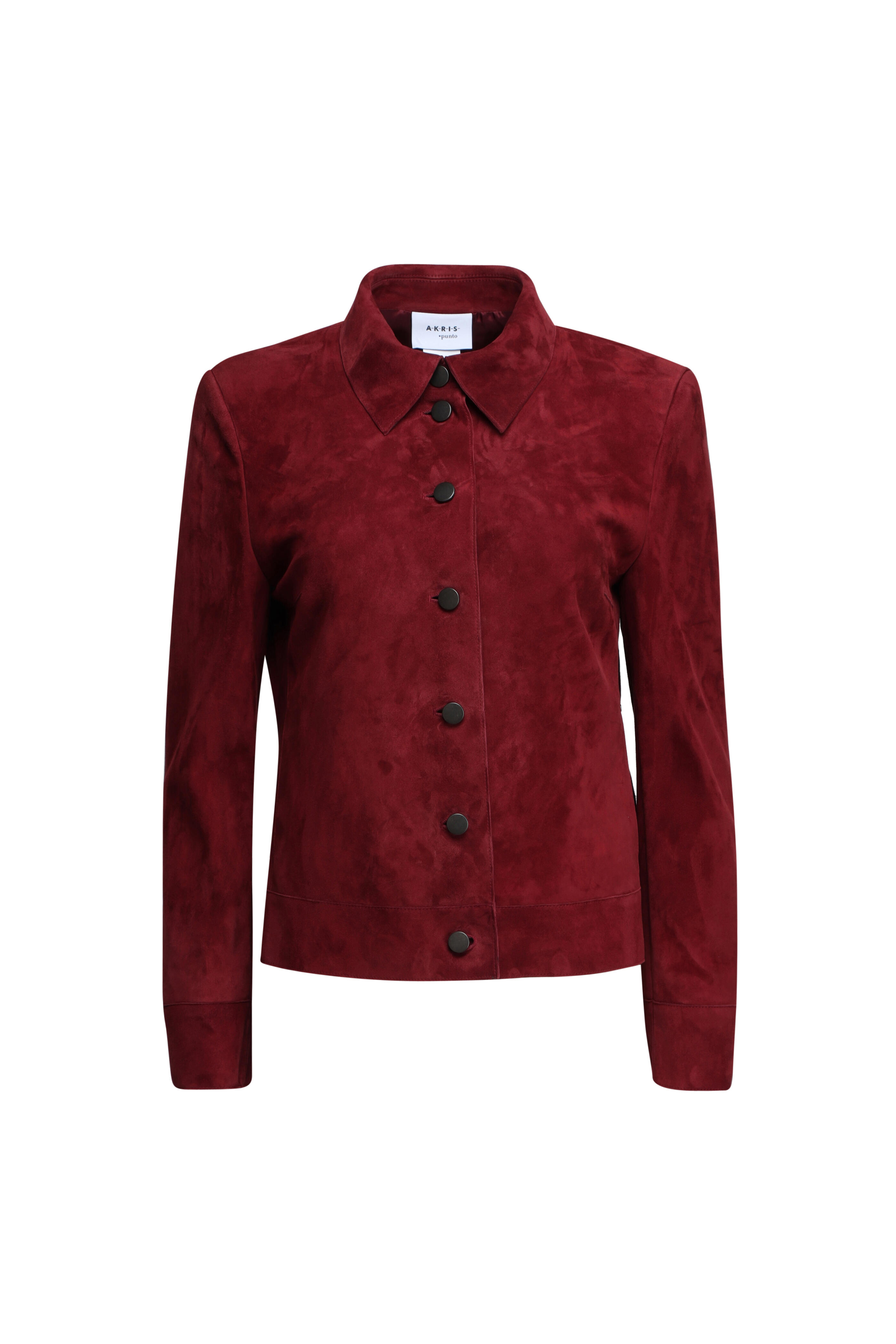 Akris Punto - Cranberry Suede Collared Jacket | Mitchell Stores