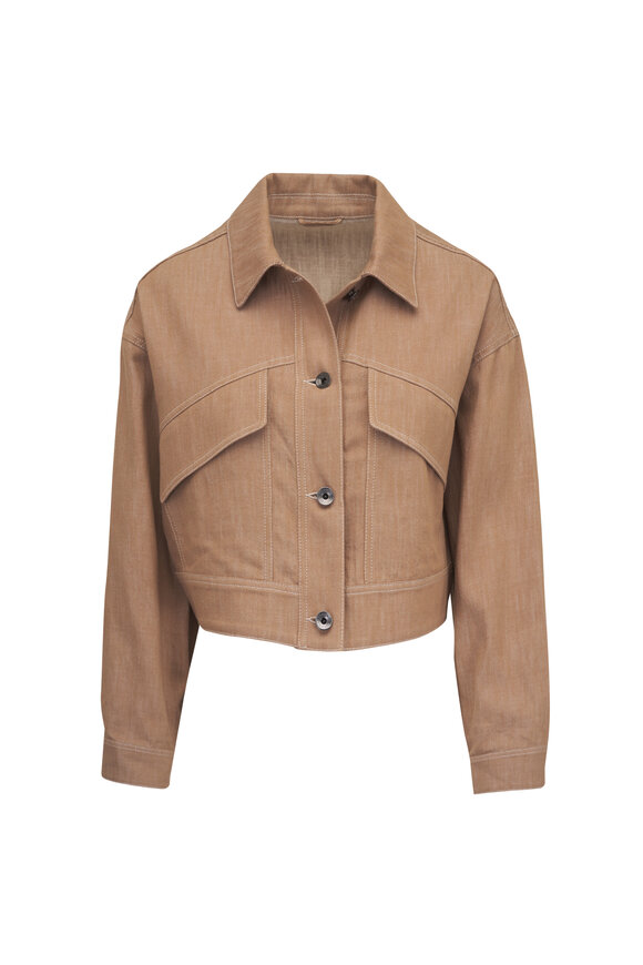 Brunello Cucinelli Desert Denim Effect Cotton Twill Jacket