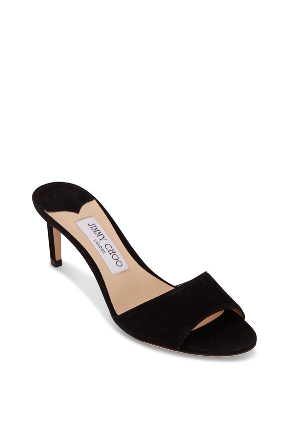 サンダル・ミュール Jimmy Choo Black leather Staz mules (STAZMULE50GWG BLACK) Jimmy Choo Skye 70mm Leather Mules | Black | FARFETCH
