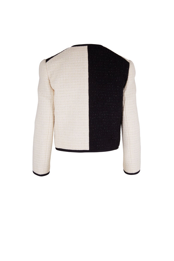 Saint Laurent - Black & White Two-Tone Tweed Short Jacket