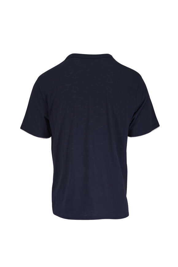 Vince Coastal Blue & White Double-Layer Cotton T-Shirt - view 2