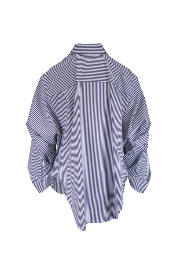 Michael Kors Collection Keegan Pewter & White Cinched Button Up Shirt - view 3