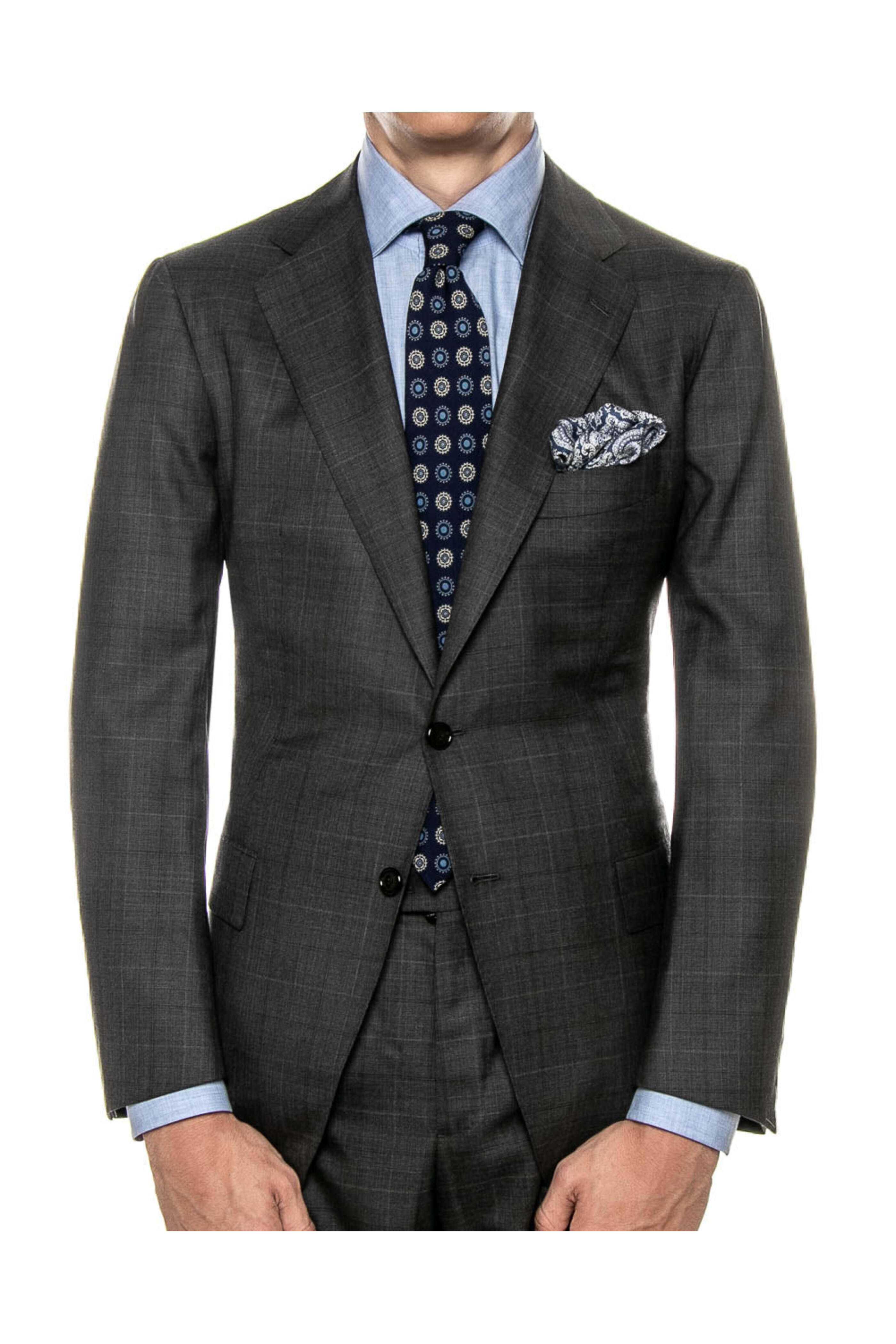 Cesare Attolini - Charcoal Windowpane Suit | Mitchell Stores
