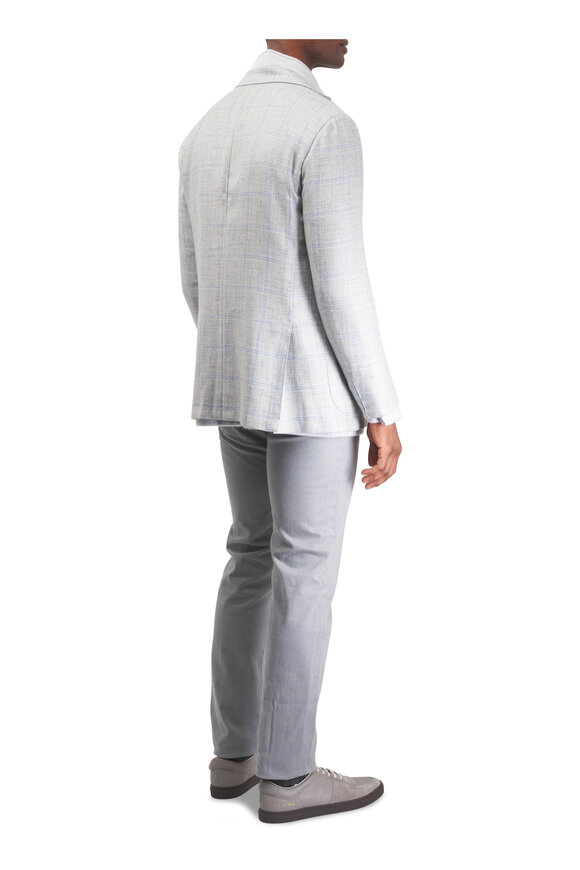 Kiton Blue Check Cotton Dress Shirt  - view 3