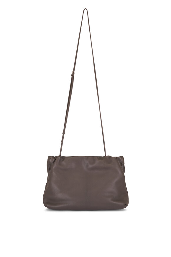 The Row Large Bourse Taupe Leather Clutch - view 1