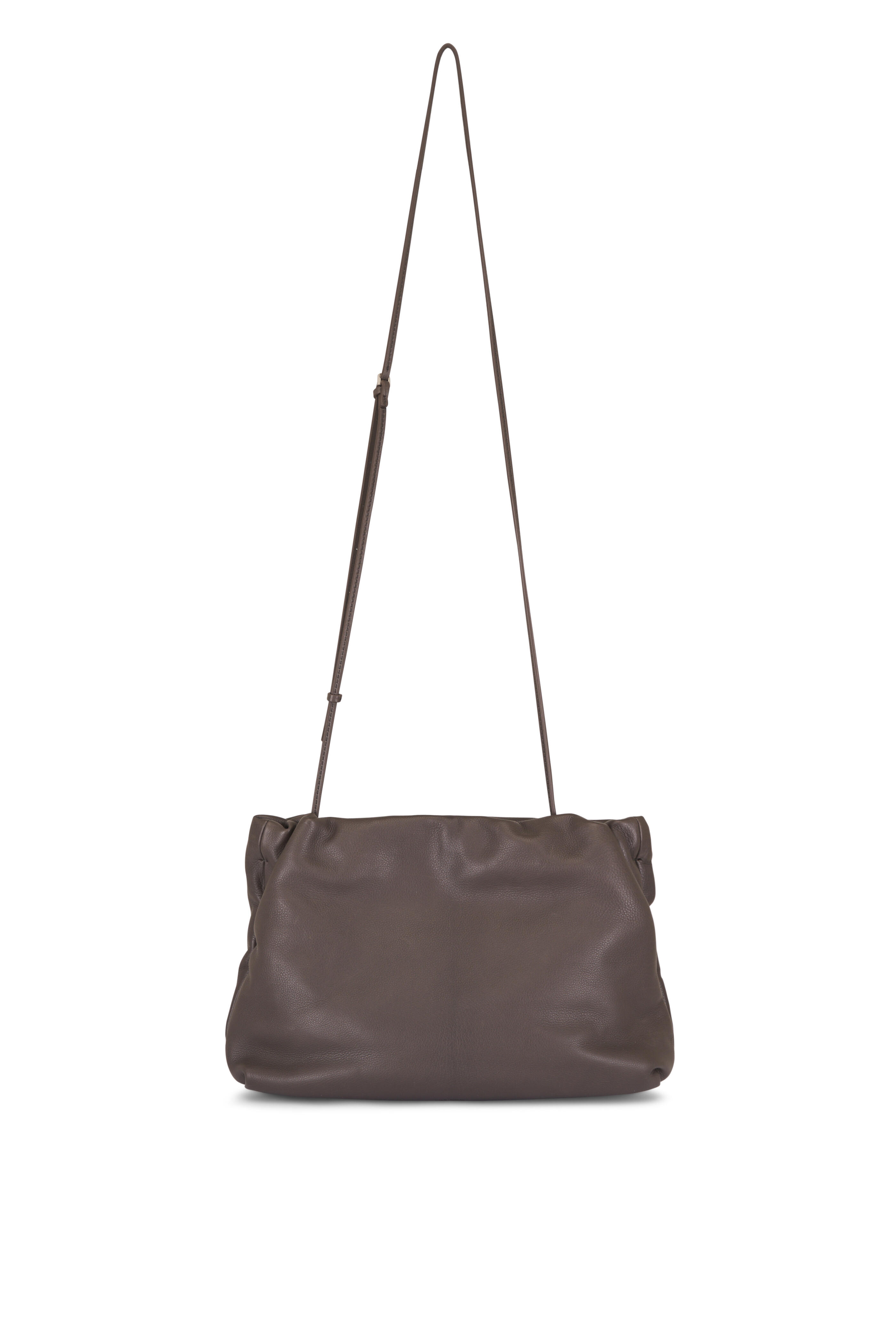 The Row - Large Bourse Taupe Leather Clutch - view 1
