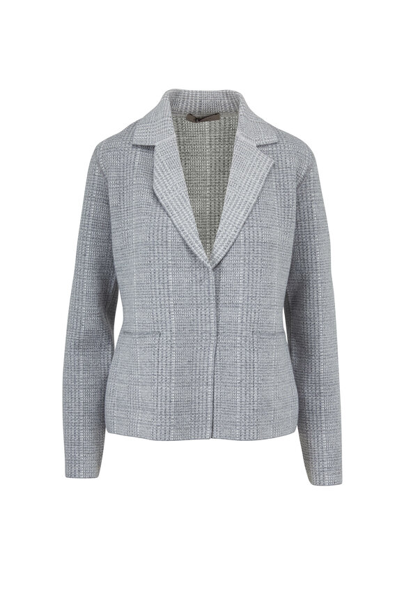 D.Exterior - Grey Cashmere Blend Houndstooth Reversible Jacket