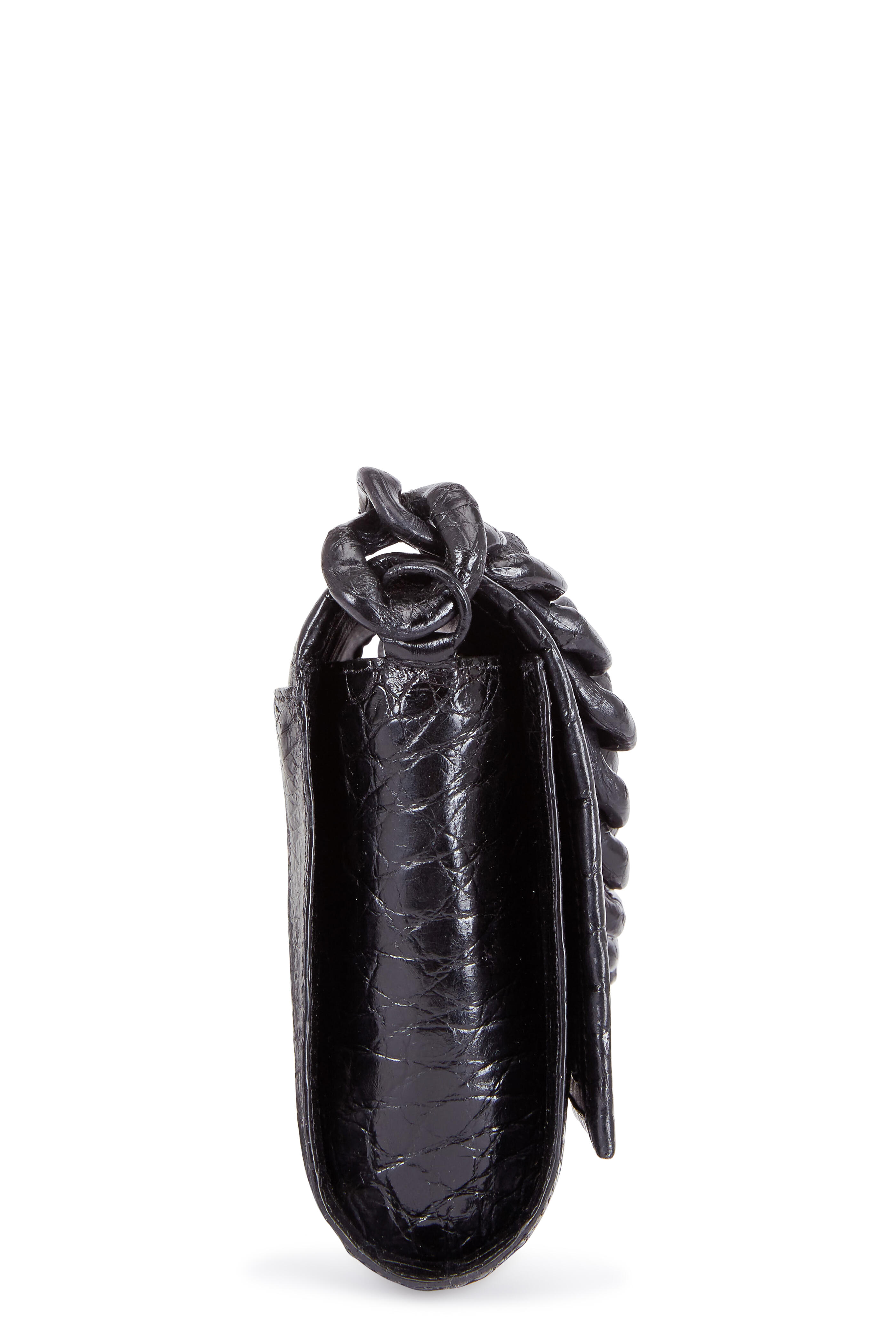 Nancy Gonzalez black 2” wide alligator crocodile belt XS S Nancy Gonzalez - Black Crocodile Small Chain Bag main image 2