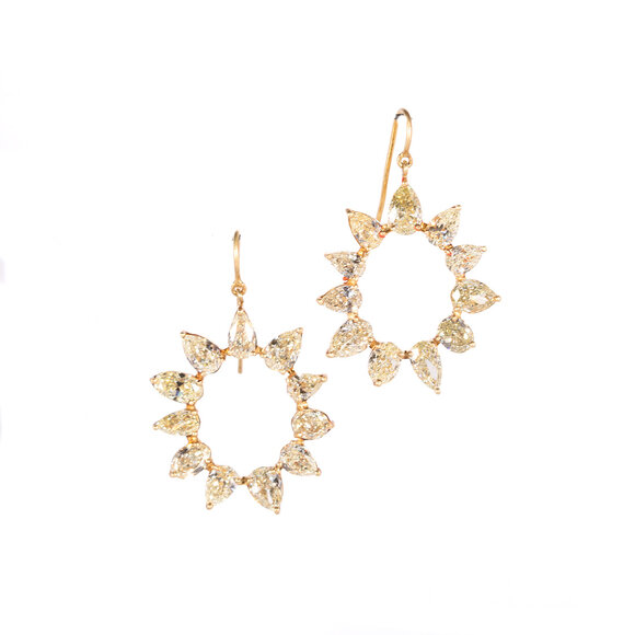 Sylva & Cie - 18K Yellow Gold Yellow Diamond Earrings