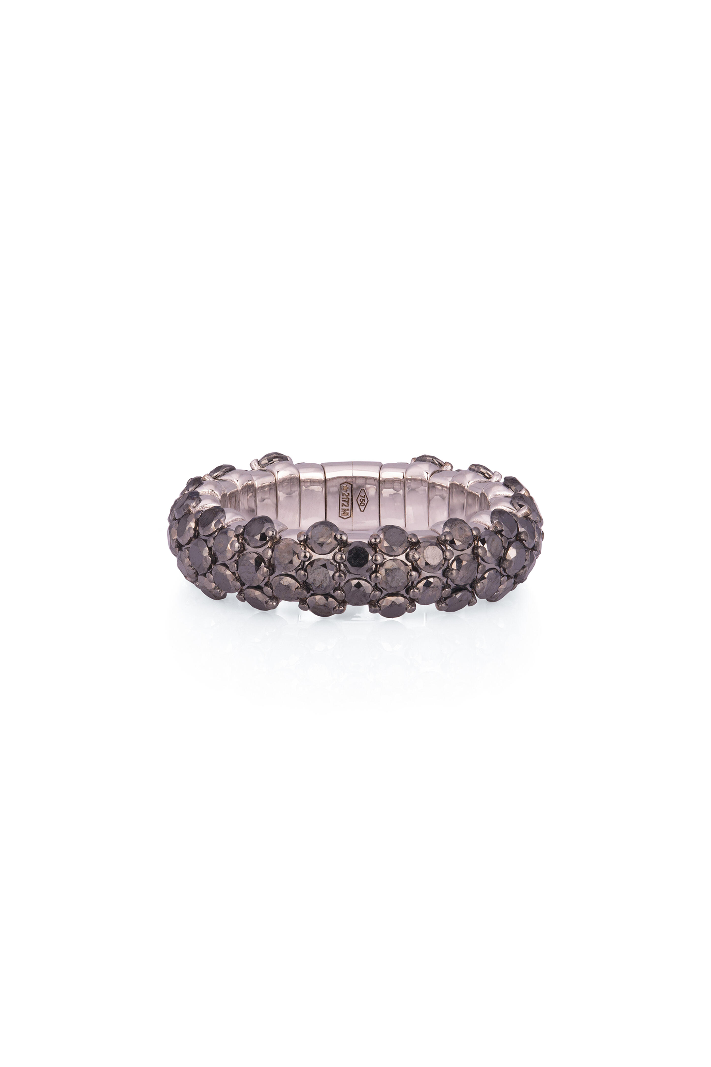 ZYDO - 18k White Gold Black Diamond Slim Domed Ring