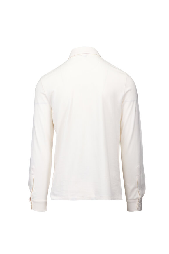 Ralph Lauren Purple Label Washed Cream Piqué Polo Shirt - view 2